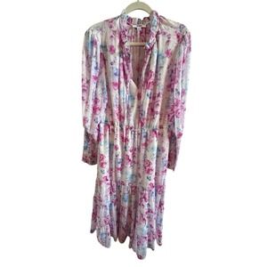 BB Dakota Don't Sleeve Me Floral Chiffon Flowy Dress Woman's Sz Large Maxi Dress